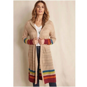 Matilda Jane Stay Cozy Cardigan Sweater Hooded Duster Small Open Front Metallic